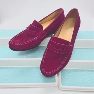 Cole Haan Monroe Suede Penny Loafer in Pink Raspberry